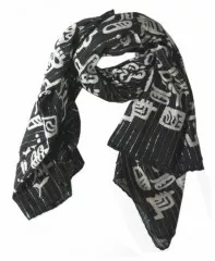 Cotton Polyester Scarf Black & White
