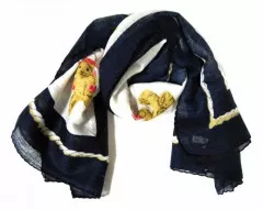 Printed Cotton Scarf Teddy Bear