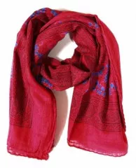 Printed Cotton Scarf Red Paisley
