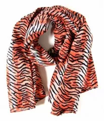 Printed Cotton Scarf Tiger Look