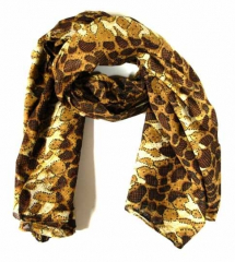 Printed Cotton Scarf Brown