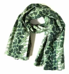 Printed Cotton Scarf Green Vintage