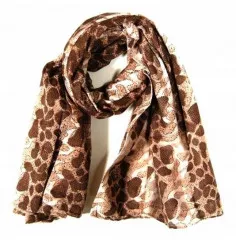 Printed Cotton Scarf Brown Vintage Look
