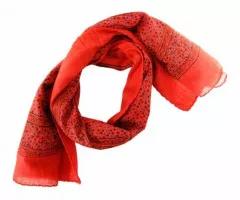 Printed Cotton Scarf Red Retro Look