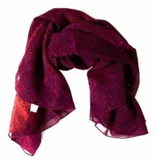 Printed Polyester Scarf Magenta Texture