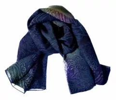 Printed Polyester Scarf Blue Texture
