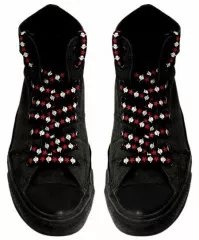 White Skull Red Star Shoelaces