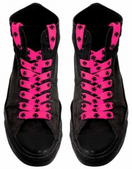 Shoe Laces - Pink Iron Cross