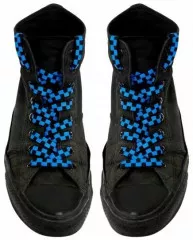 Blue Checkered Shoelaces