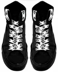 Schnürsenkel Weiß Punk Totenköpfe