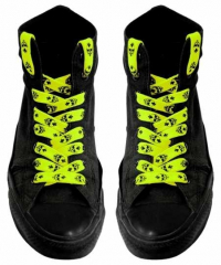 Shoe Laces - Fluorescent Yellow Skulls