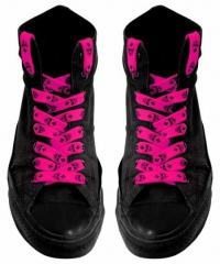 Shoe Laces - Fluorescent Pink Skulls
