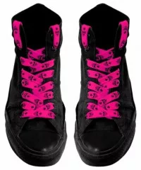Neon Pink Skull Shoelaces