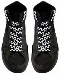 White Checkered Shoelaces