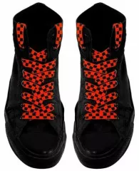 Neon Orange Checkered Shoelaces