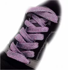 Pink & Silver Glitter Stripe Shoelaces