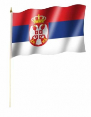 Serbia Emblem Hand Flag