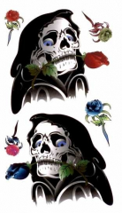 Temporäres Tattoo Totenkopf mit Rose