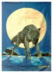 Mystische Posterfahne Wolf
