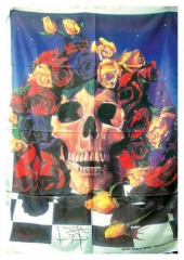 Posterfahne Totenkopf Mit Blumen