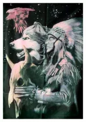 Posterfahne Indianer, Wolf & Adler